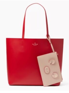 Limited Edition Kate Spade Year of The Pig Len Red Tote /Pig Zip Wristlet EUC